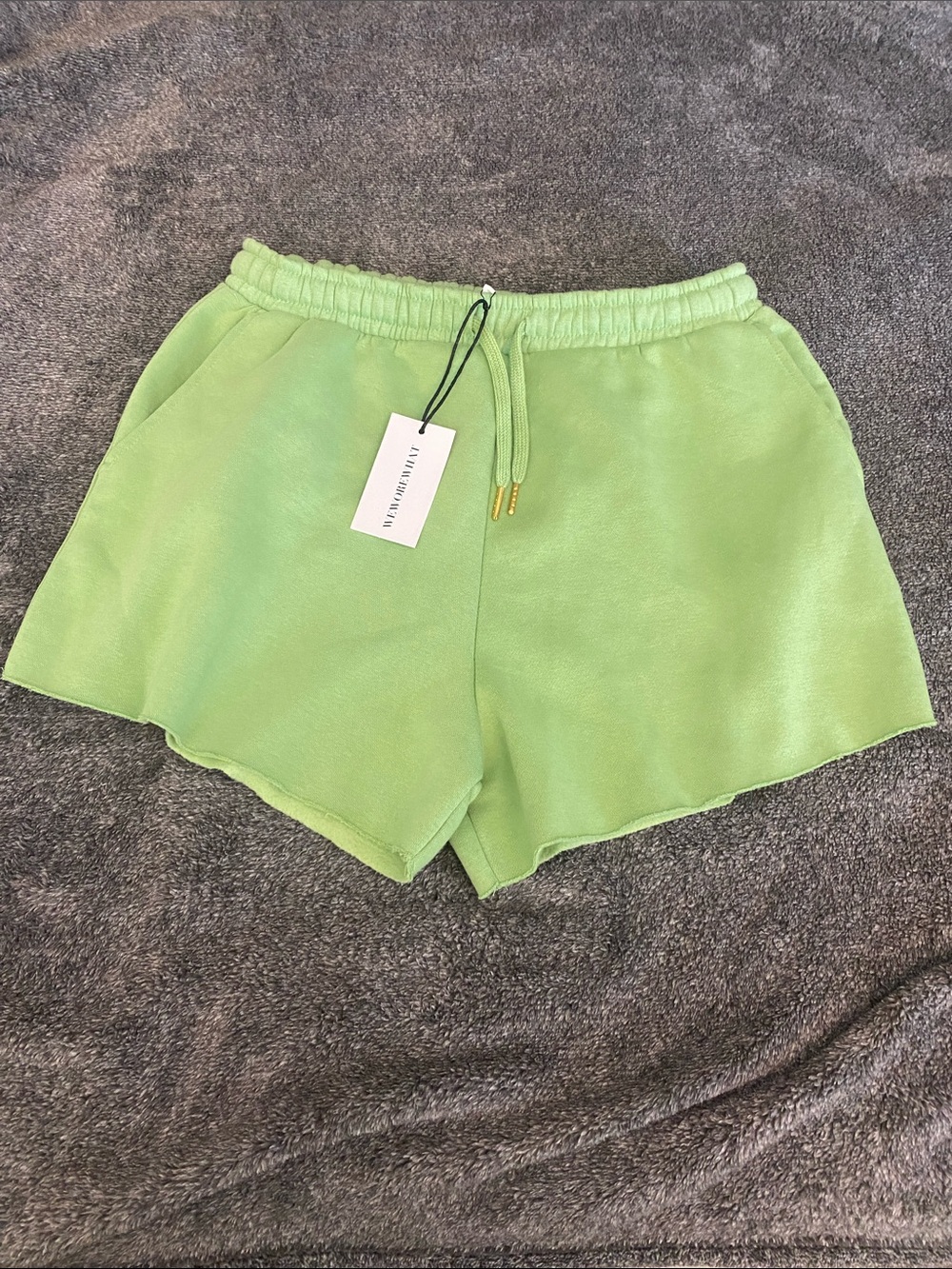 WeWoreWhat High-Rise Drawstring Shorts - green M